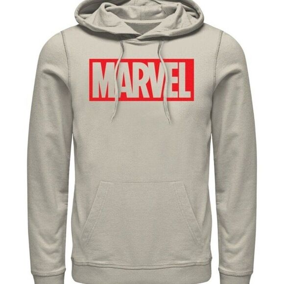 Marvel Men's Graphic Logo Hoodie Sweatshirt Gray Red NWT - Picture 1 of 3